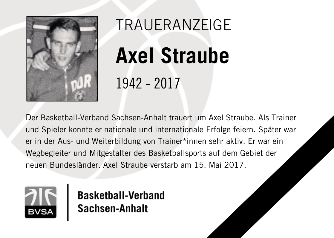 Der BVSA trauert um Axel Straube // ® BVSA